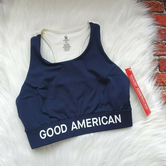 NWT Good American Core Power Sports Bra Bralette Top Active Athleisure Navy XS - Picture 4 of 12
